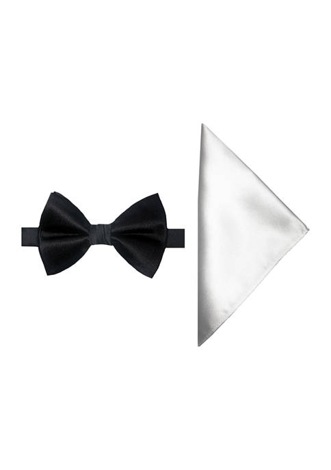 Satin Butterfly Bow Tie and Pocket Square Set 