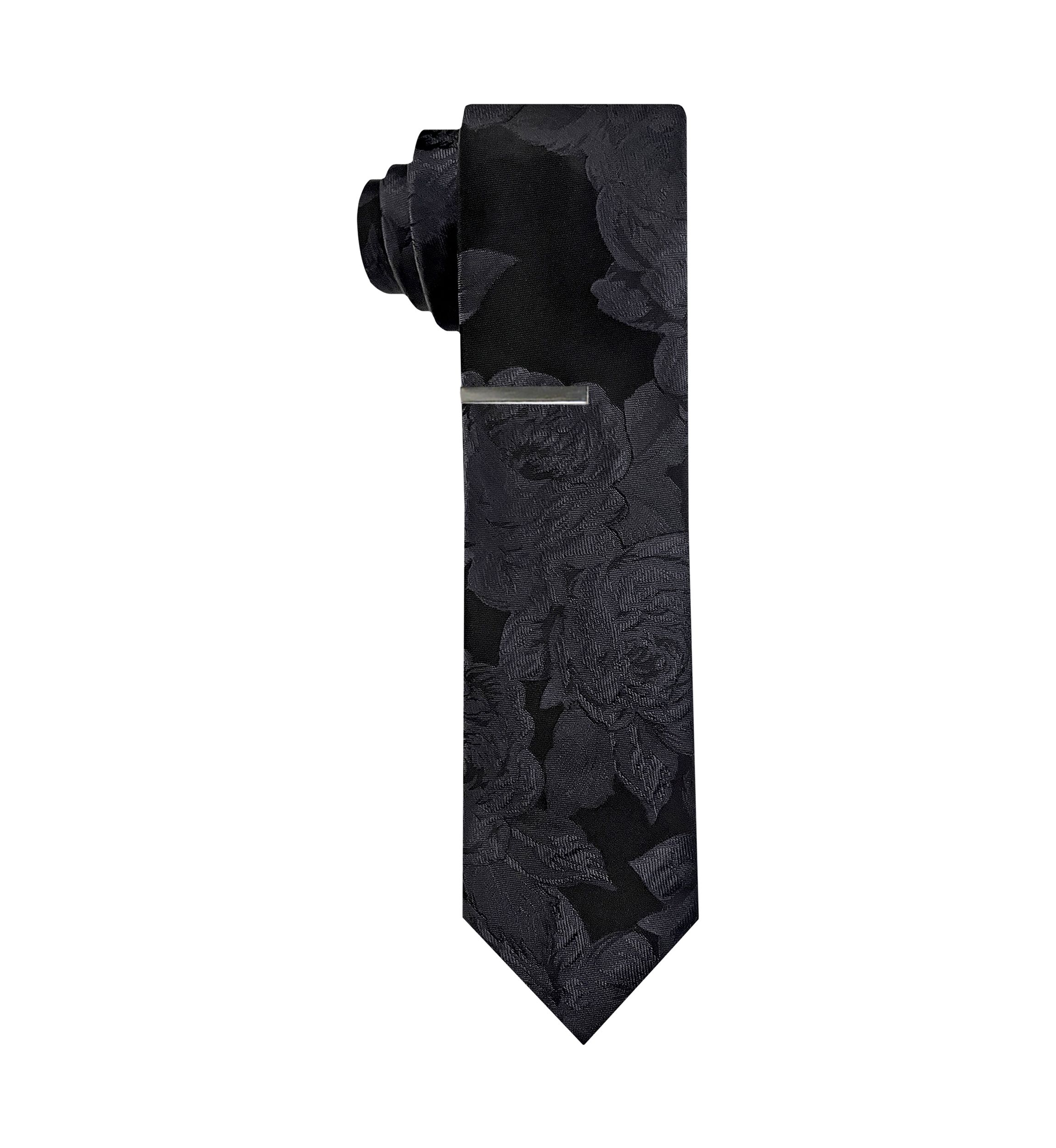 Floral Tie and Solid Bar Set