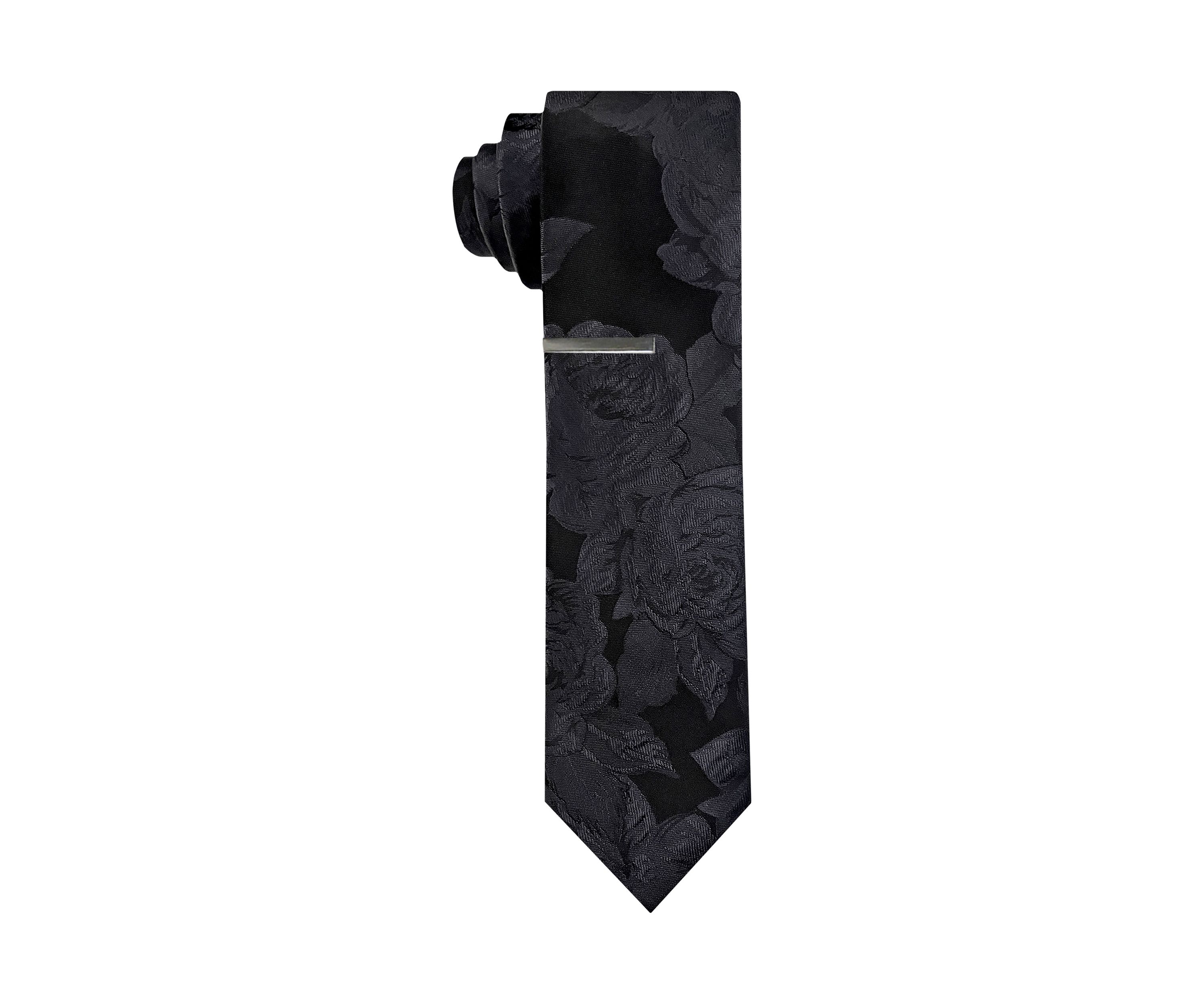 Floral Tie and Solid Bar Set