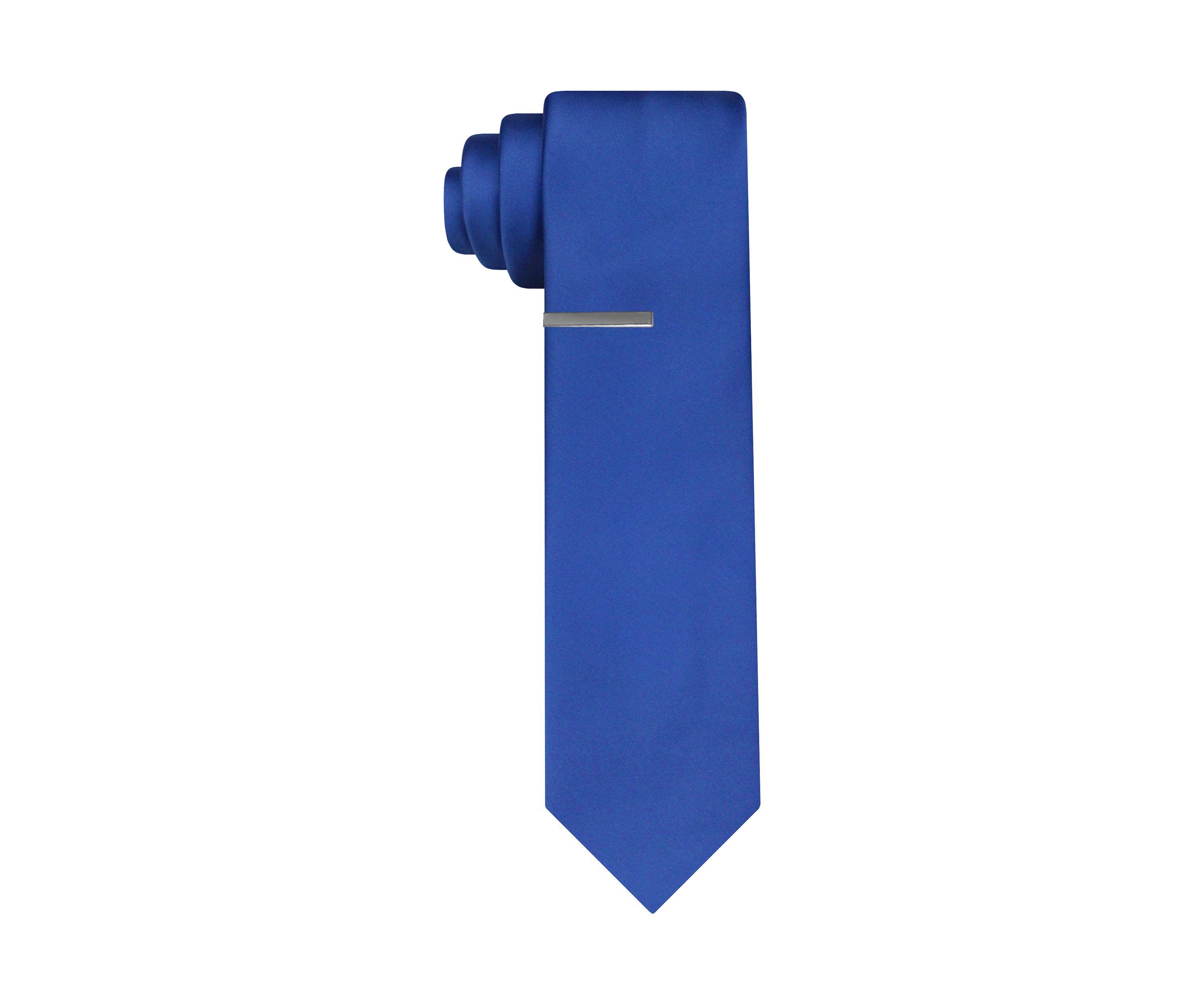 Solid Satin Tie with Tie Bar
