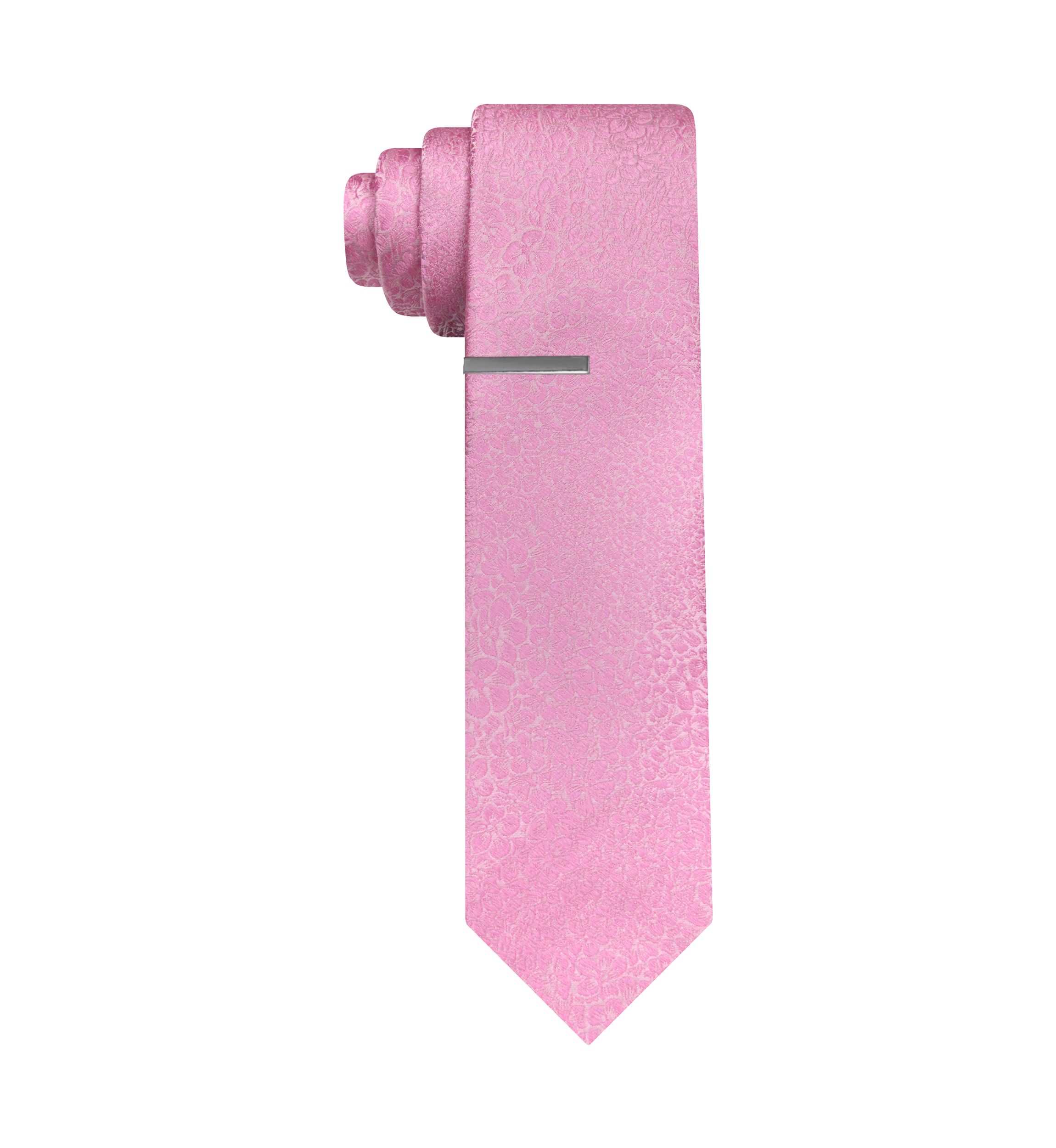 Floral Tonal Necktie with Tie Bar