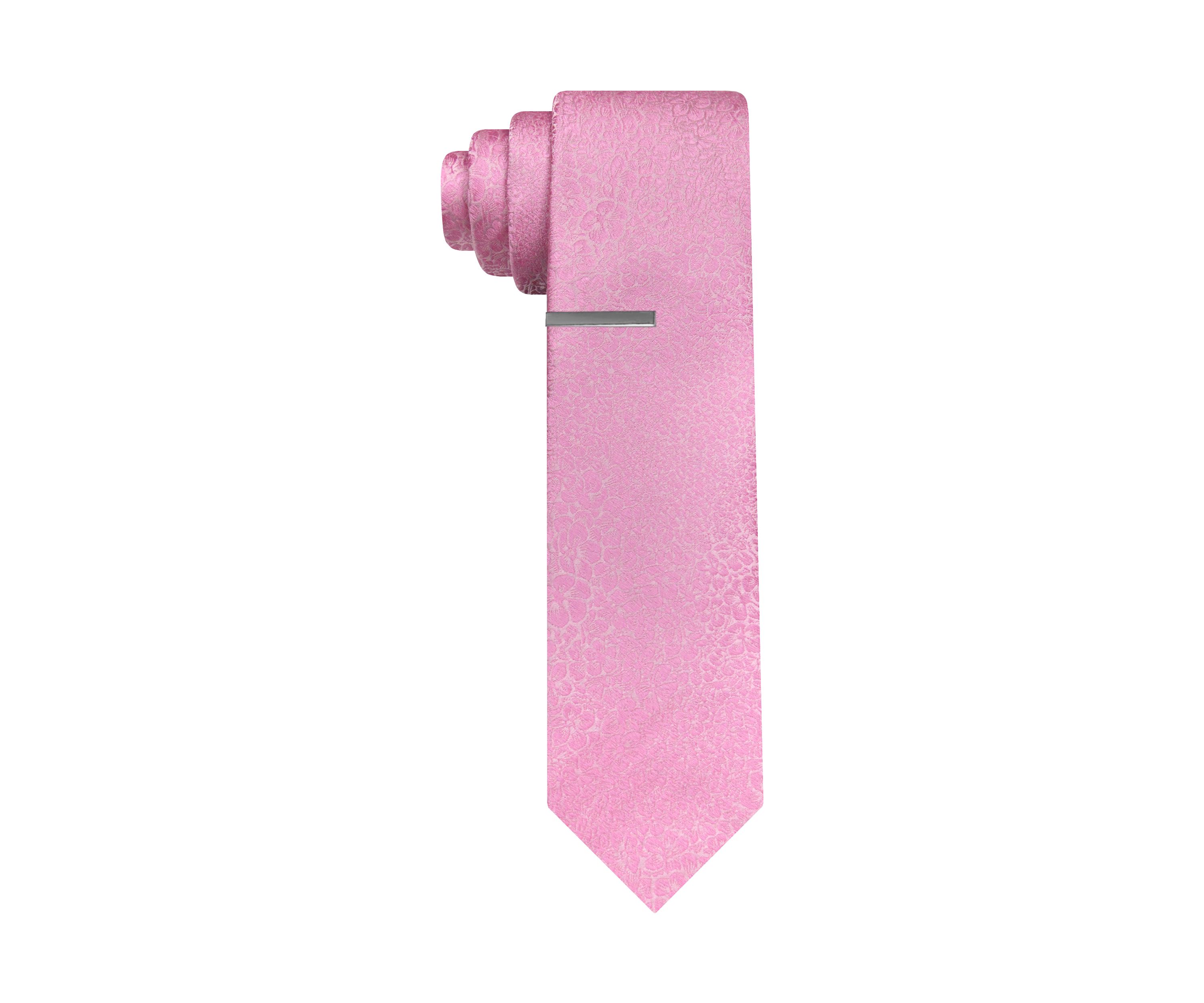 Floral Tonal Necktie with Tie Bar