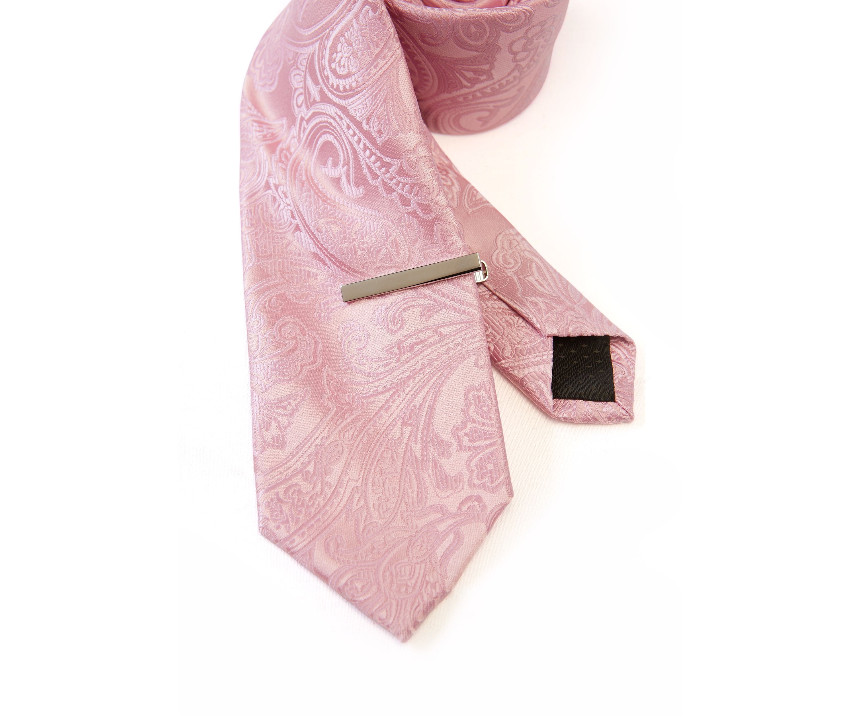 Tonal Satin Paisley Tie with Tie Bar