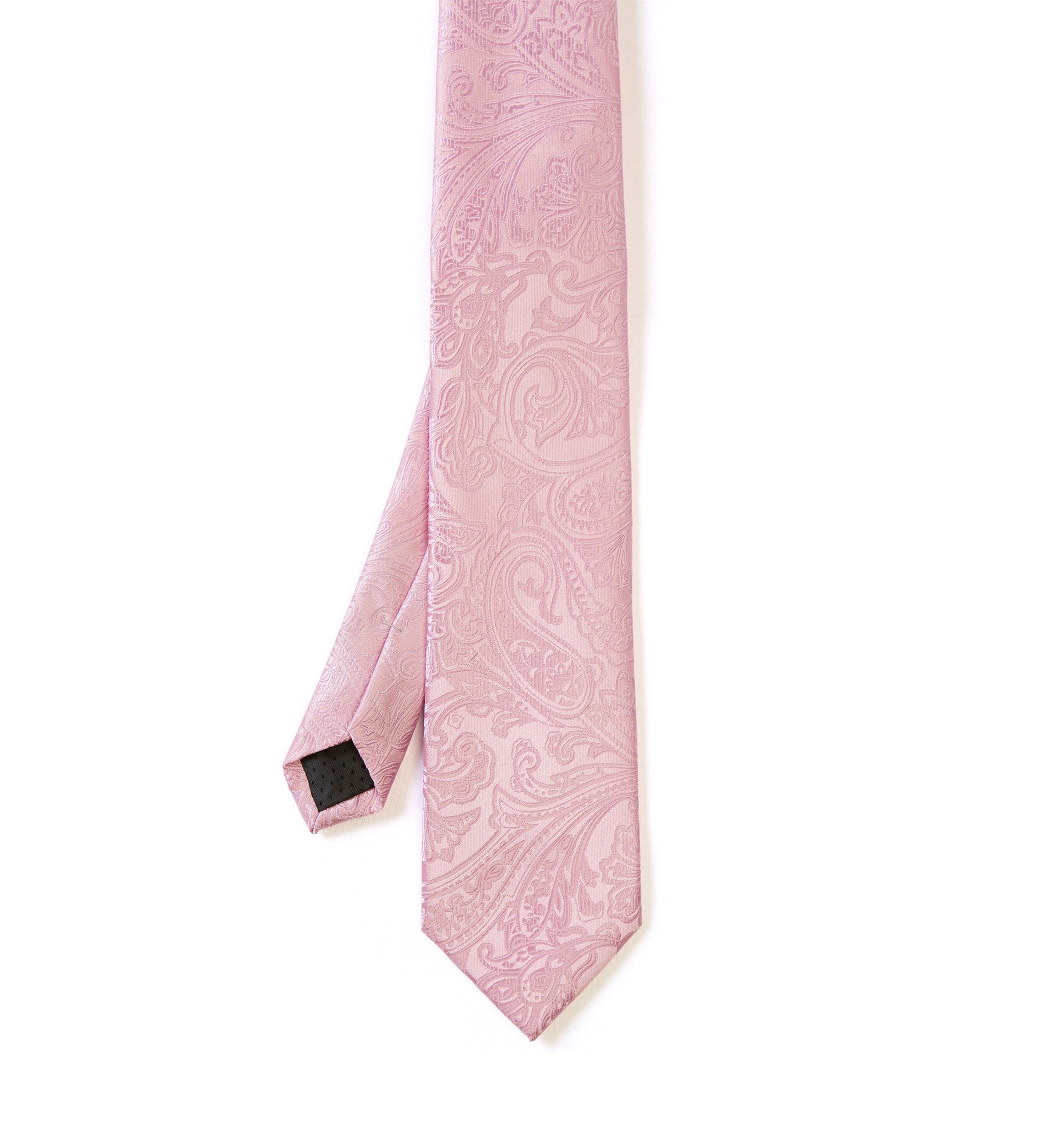 Tonal Satin Paisley Tie with Tie Bar