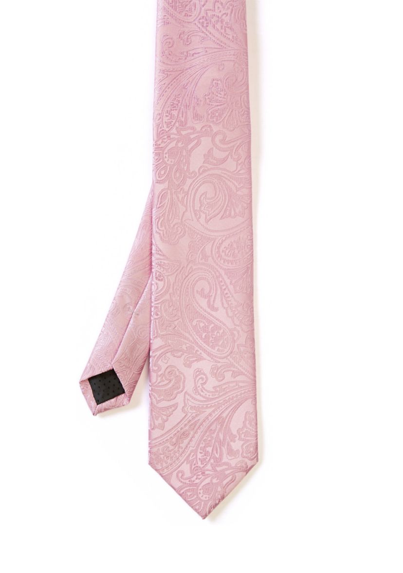 Tonal Satin Paisley Tie with Tie Bar