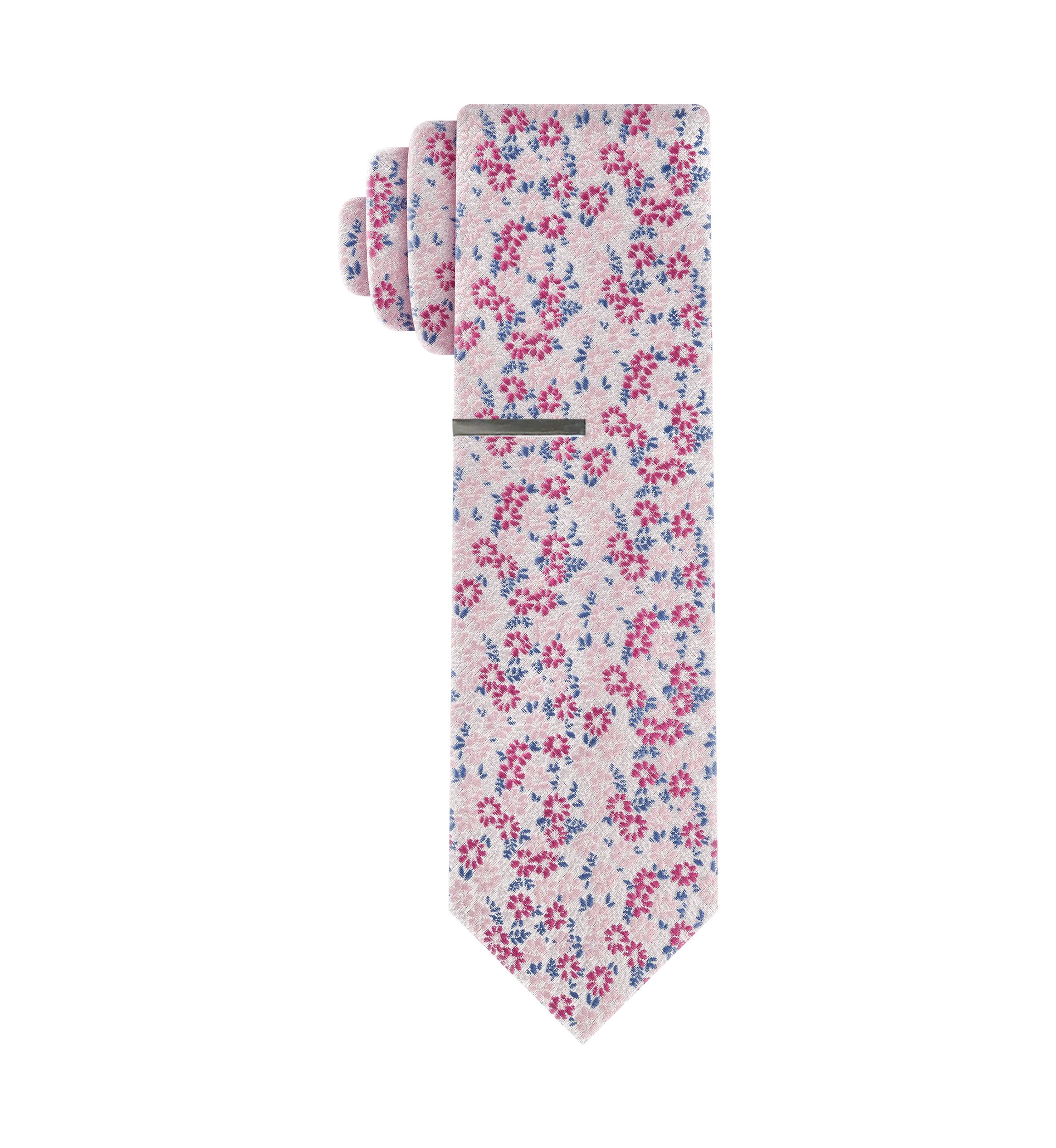 Woven Floral Tie with Bar