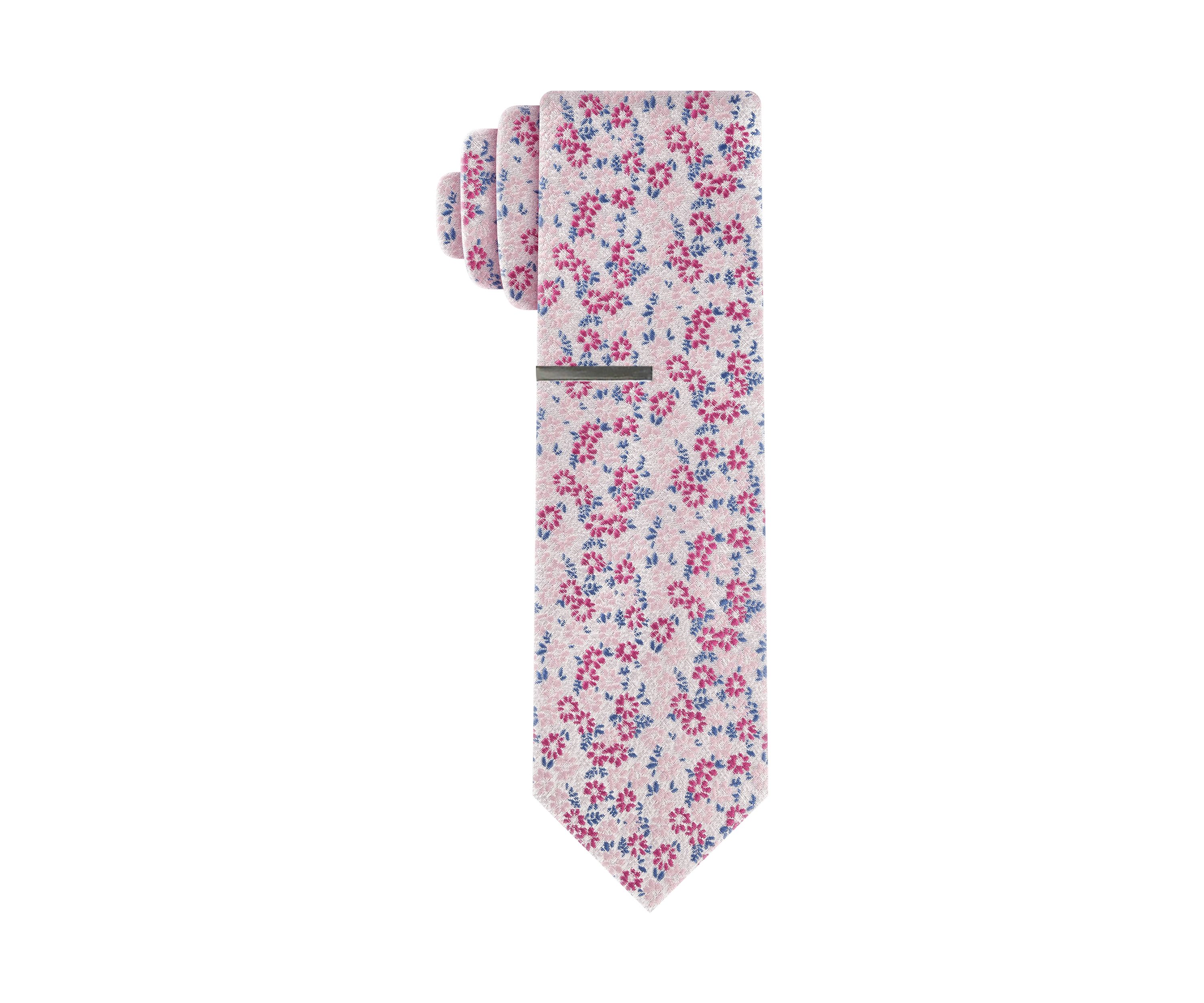 Woven Floral Tie with Bar