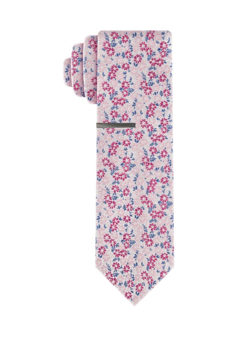 Woven Floral Tie with Bar