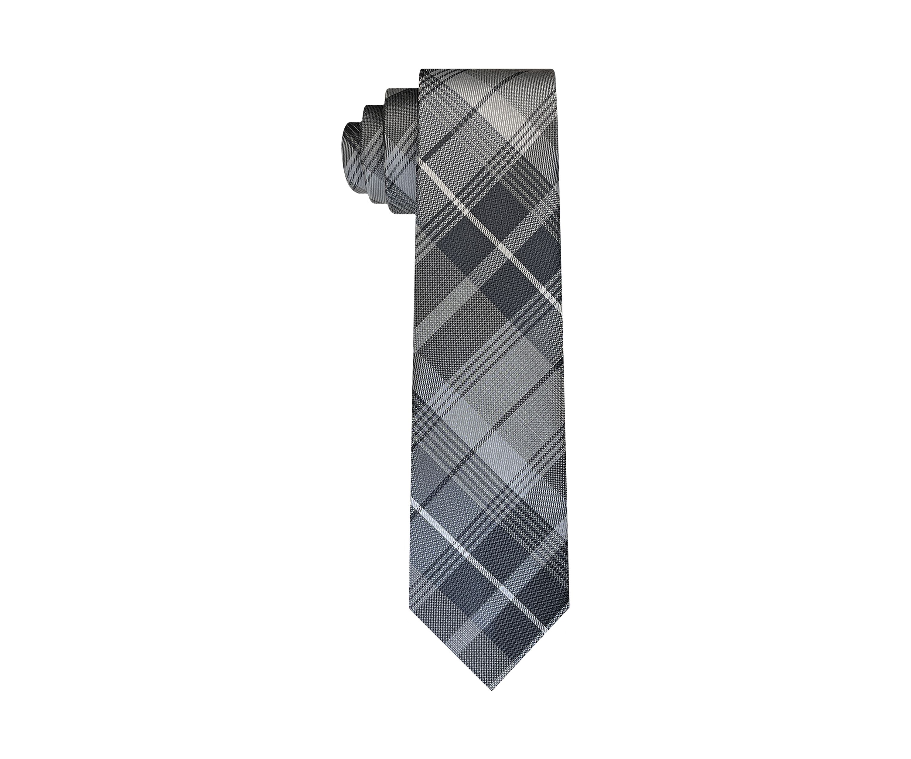 Mens Tonal Texture Plaid Printed Tie