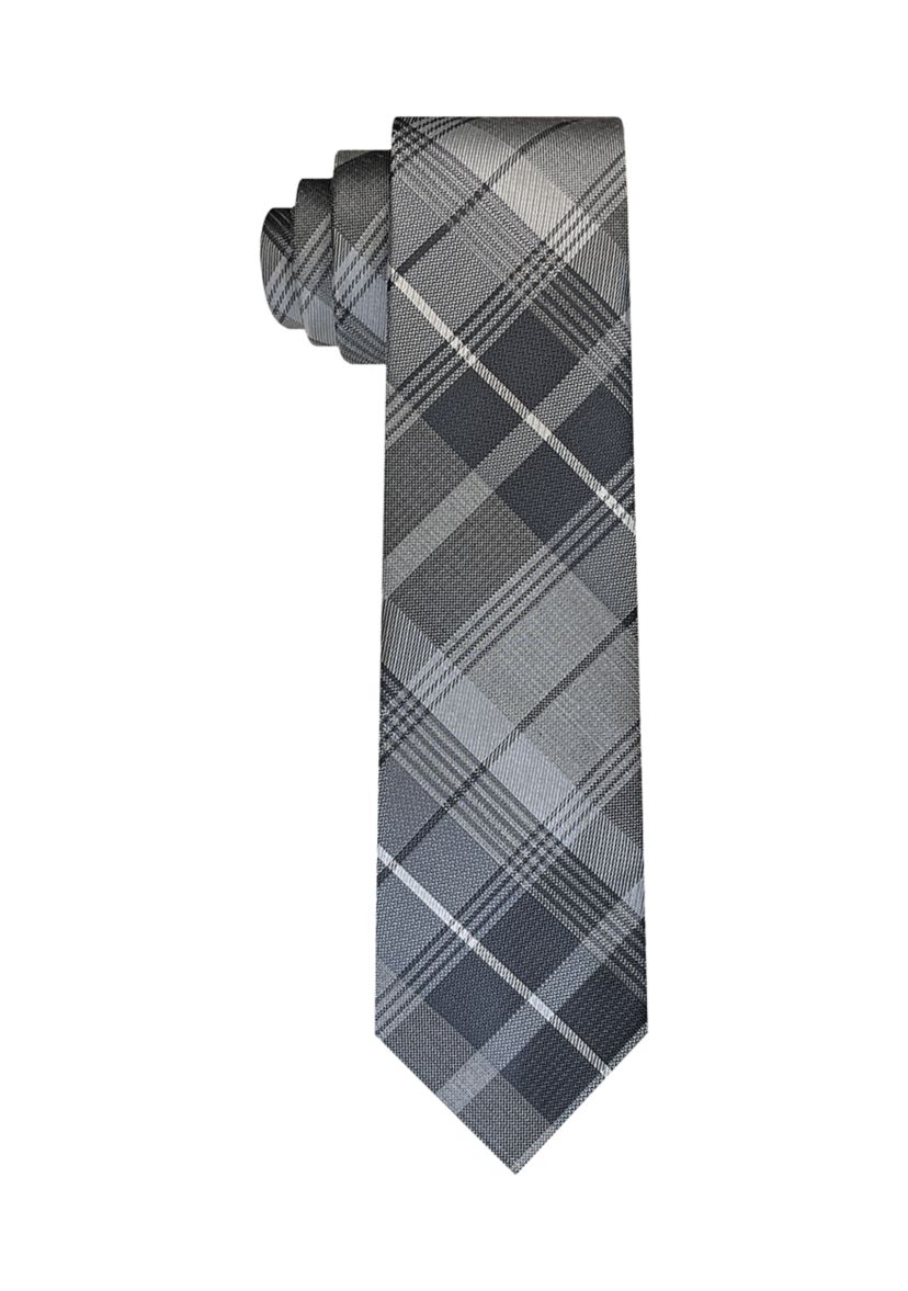 Mens Tonal Texture Plaid Printed Tie