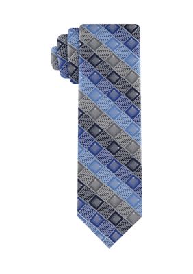 Madison Men's Textured Geometric Square Tie, Navy Blue, 58