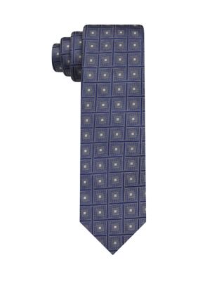 Madison Men's Textured Square Tie, Navy Blue, 58