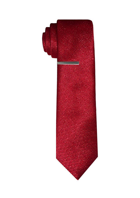 Solid Sparkle Tie with Tie Bar 