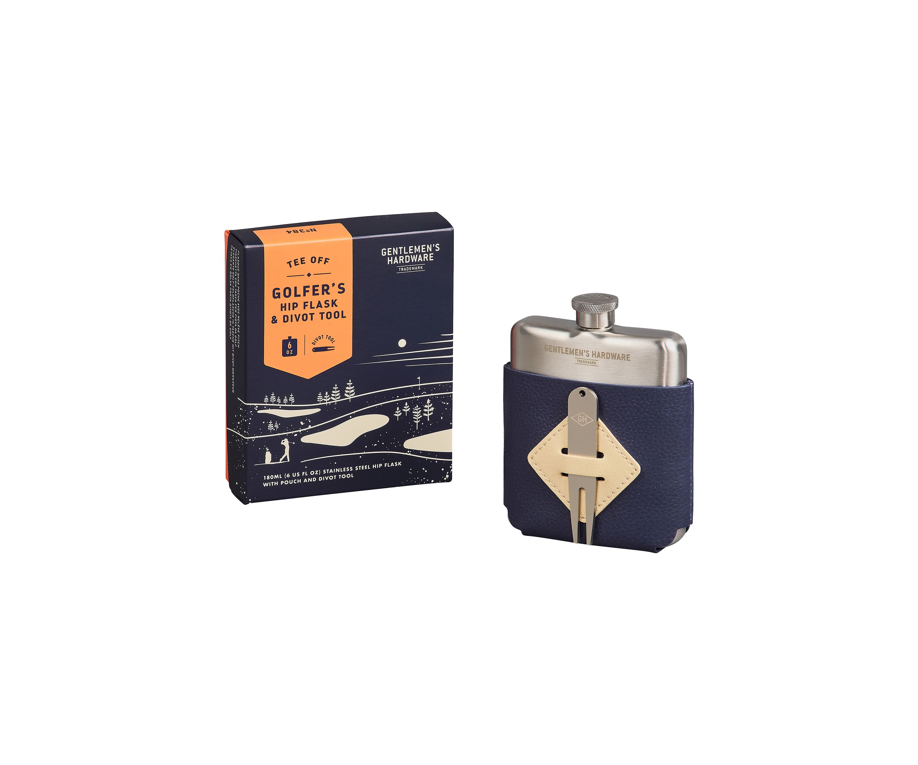 Golfers Hip Flask & Divot Tool Set