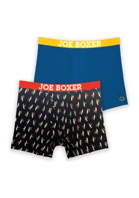 Joe Boxer Mens Joe Boxer Blue Polka Dot 2 Pack Boxer Shorts (Large)