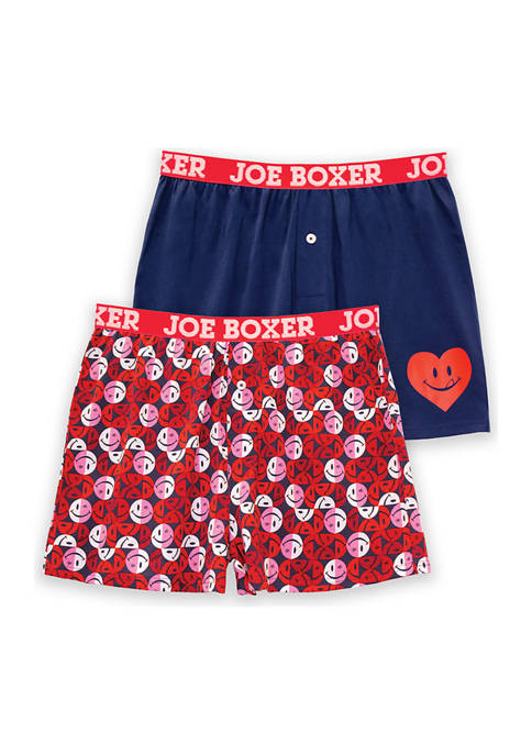 2 Pack Happy Lucky Icon Knit Boxers 