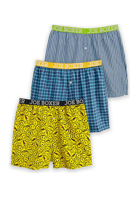 3 Pack Happy Licky Icon Woven Boxers 