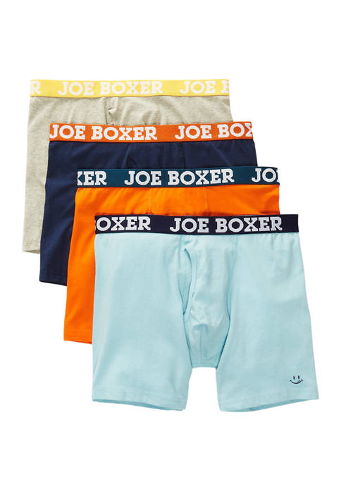4-Pack Joe Boxer Men's Cotton Stretch Boxer Briefs (Sky Blue)