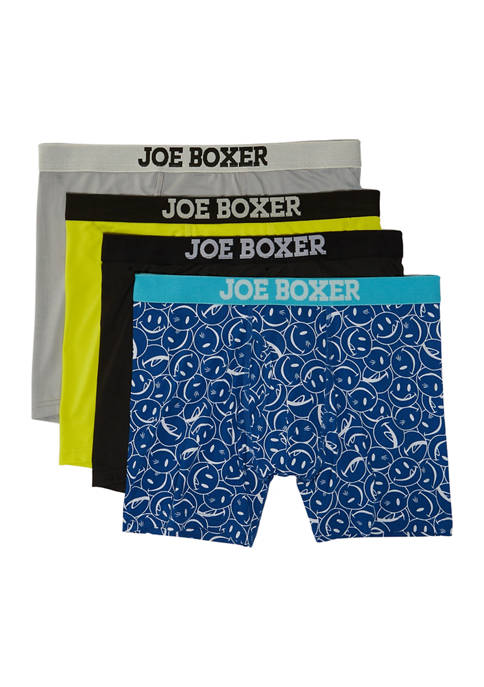 Joe Boxer 4-Pack Men's Iconic Lickies Performance Boxer Briefs