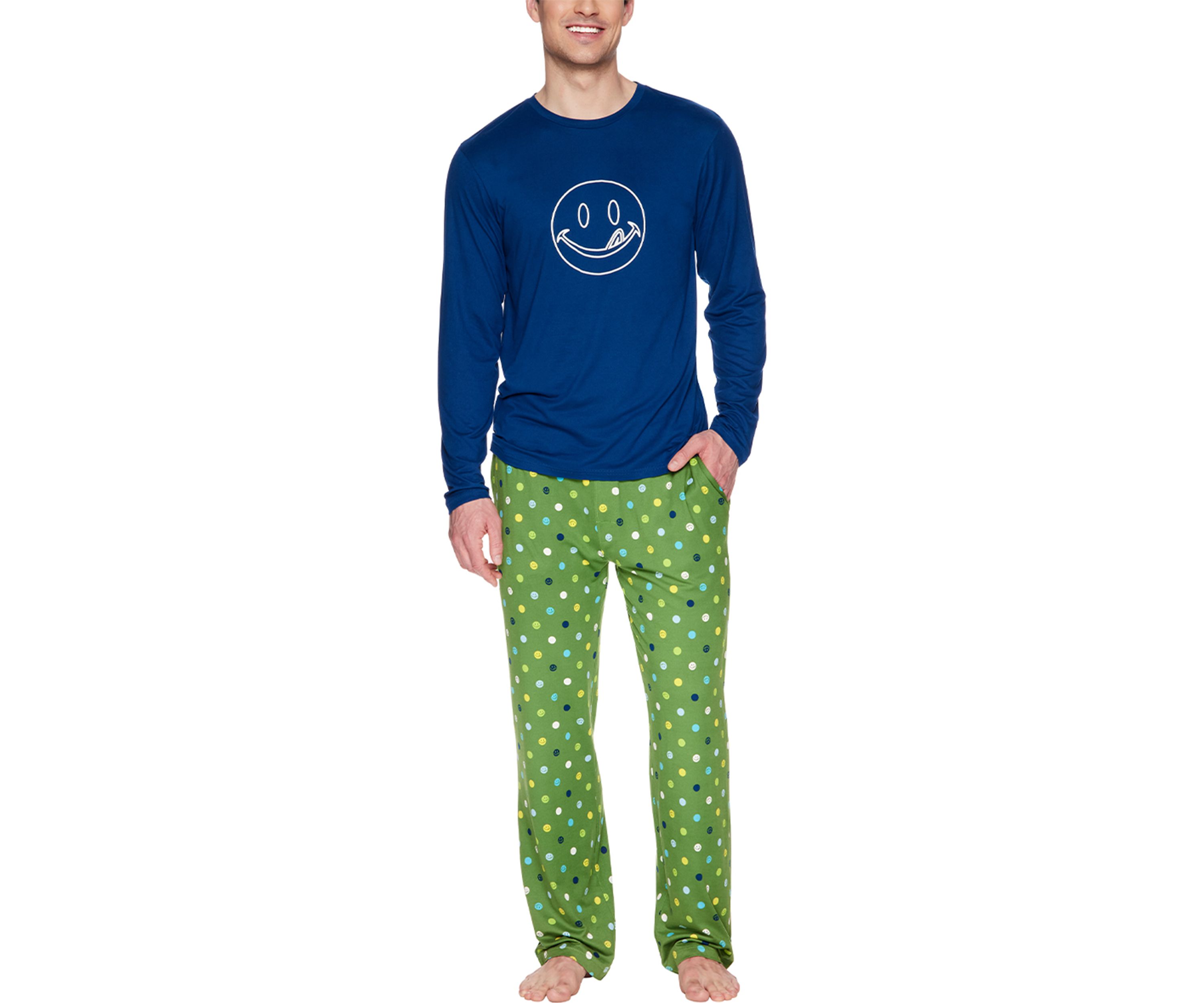 Mens Long Sleeve T-Shirt, Pants, and Shorts Pajama Set