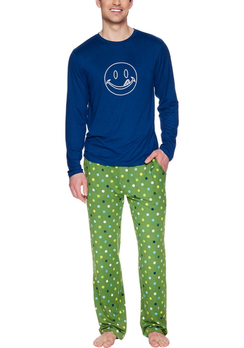 Mens Long Sleeve T-Shirt, Pants, and Shorts Pajama Set