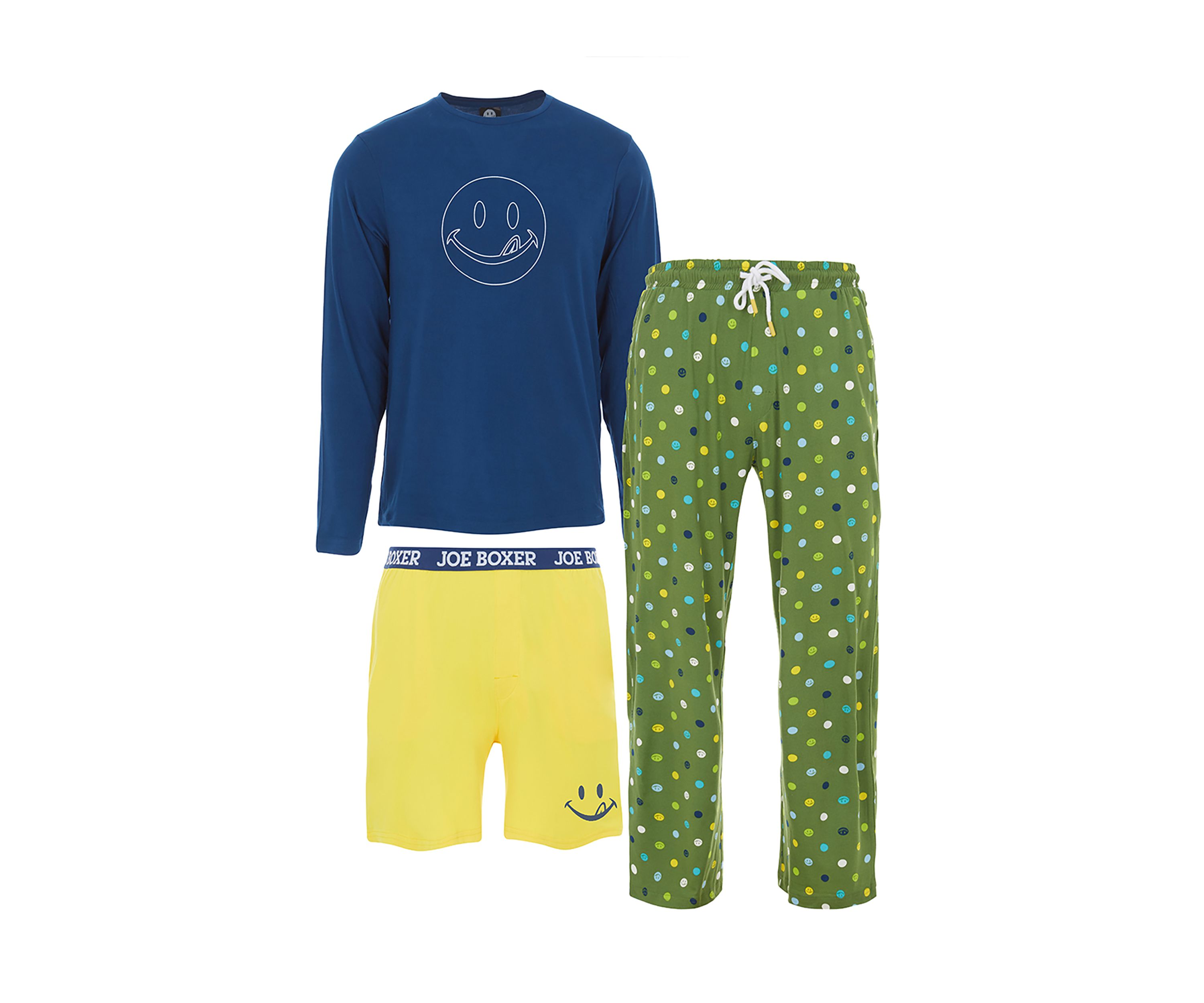 Mens Long Sleeve T-Shirt, Pants, and Shorts Pajama Set
