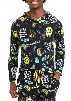 Men's Long Sleeve Sueded Printed Hoodie