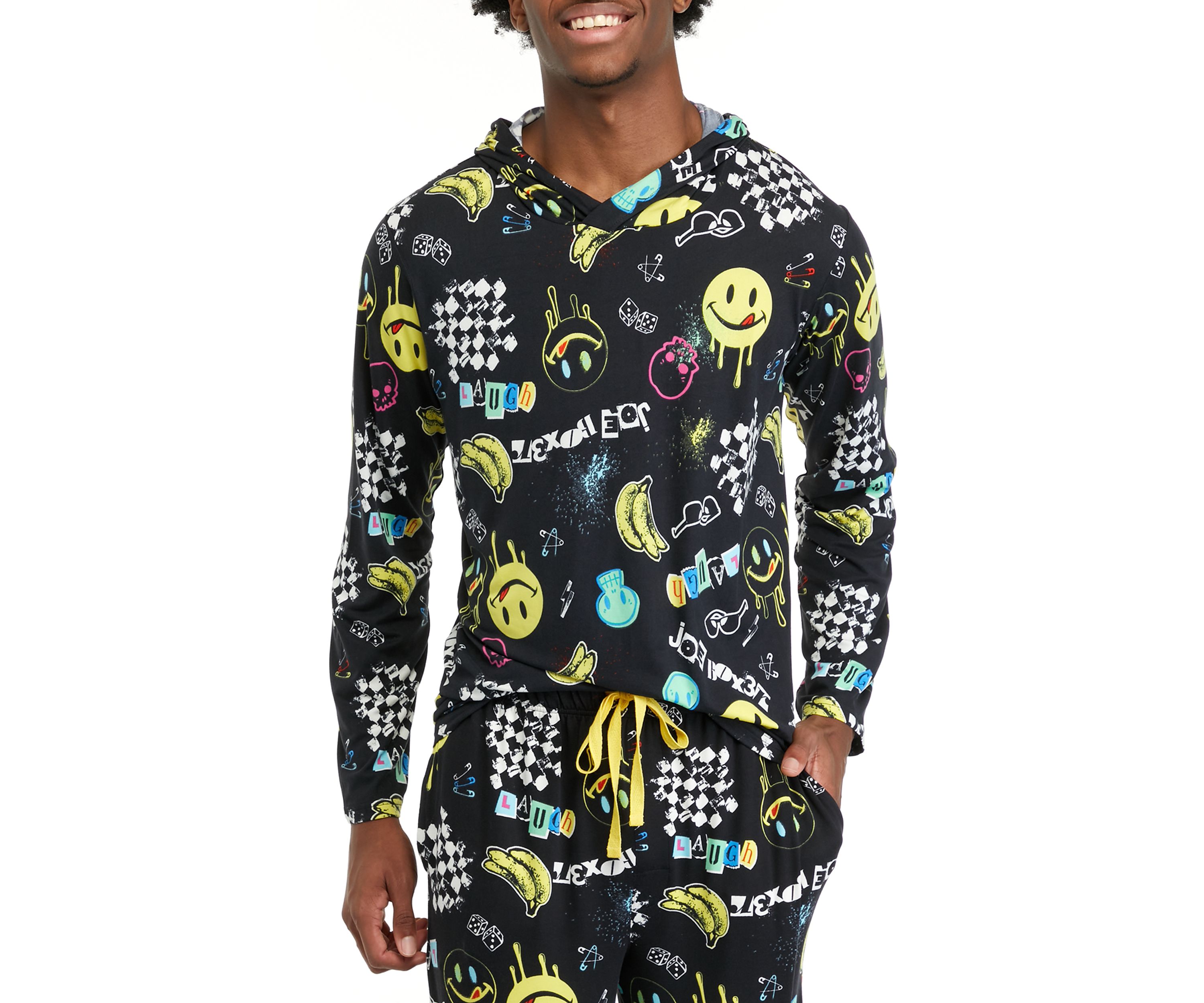 Mens Long Sleeve Sueded Printed Hoodie
