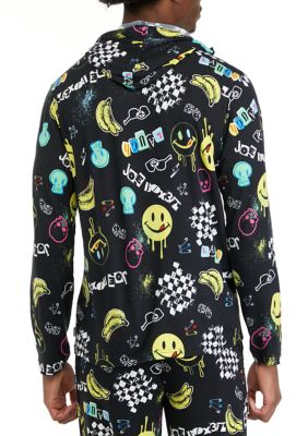 Men's Long Sleeve Sueded Printed Hoodie