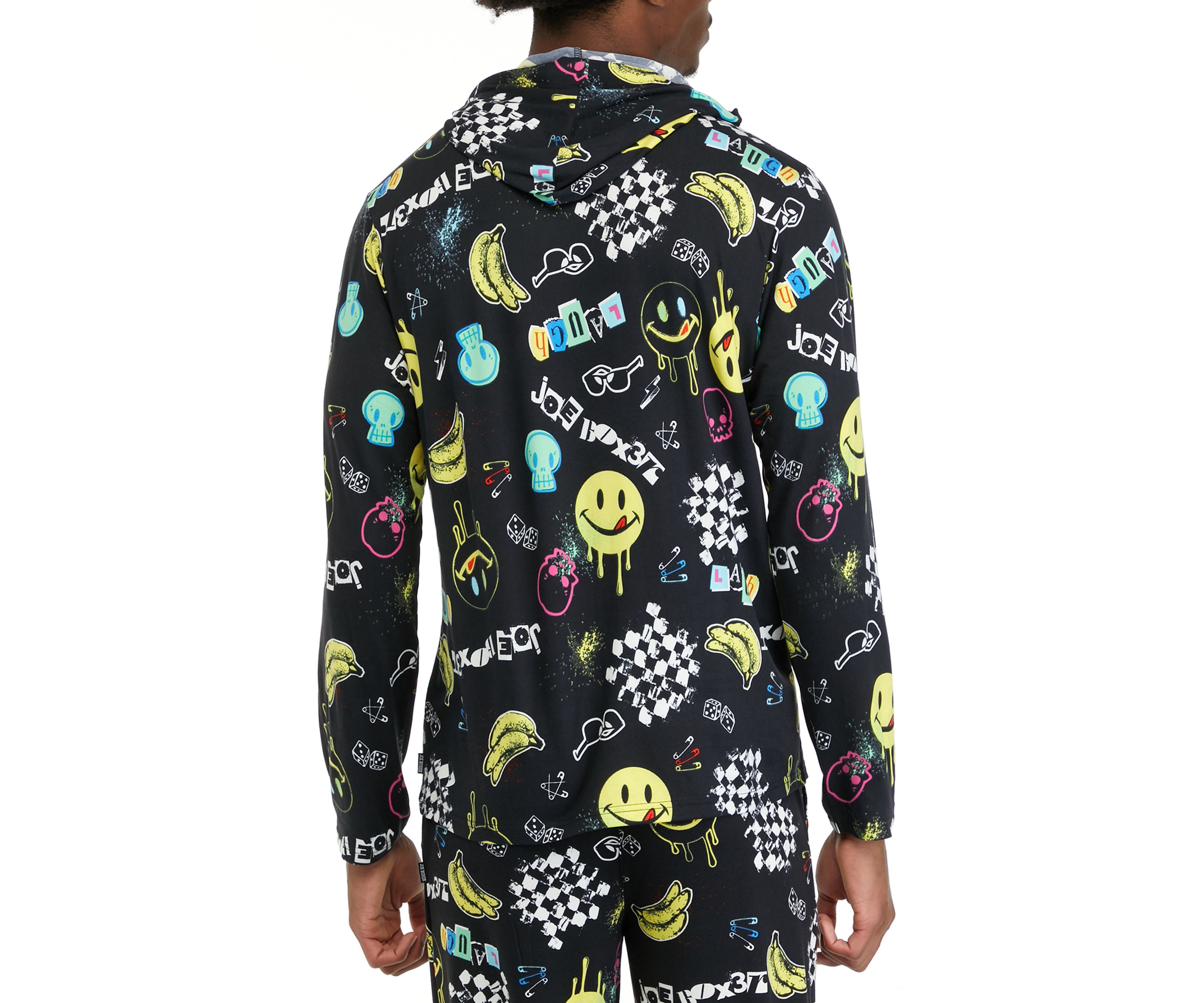 Mens Long Sleeve Sueded Printed Hoodie