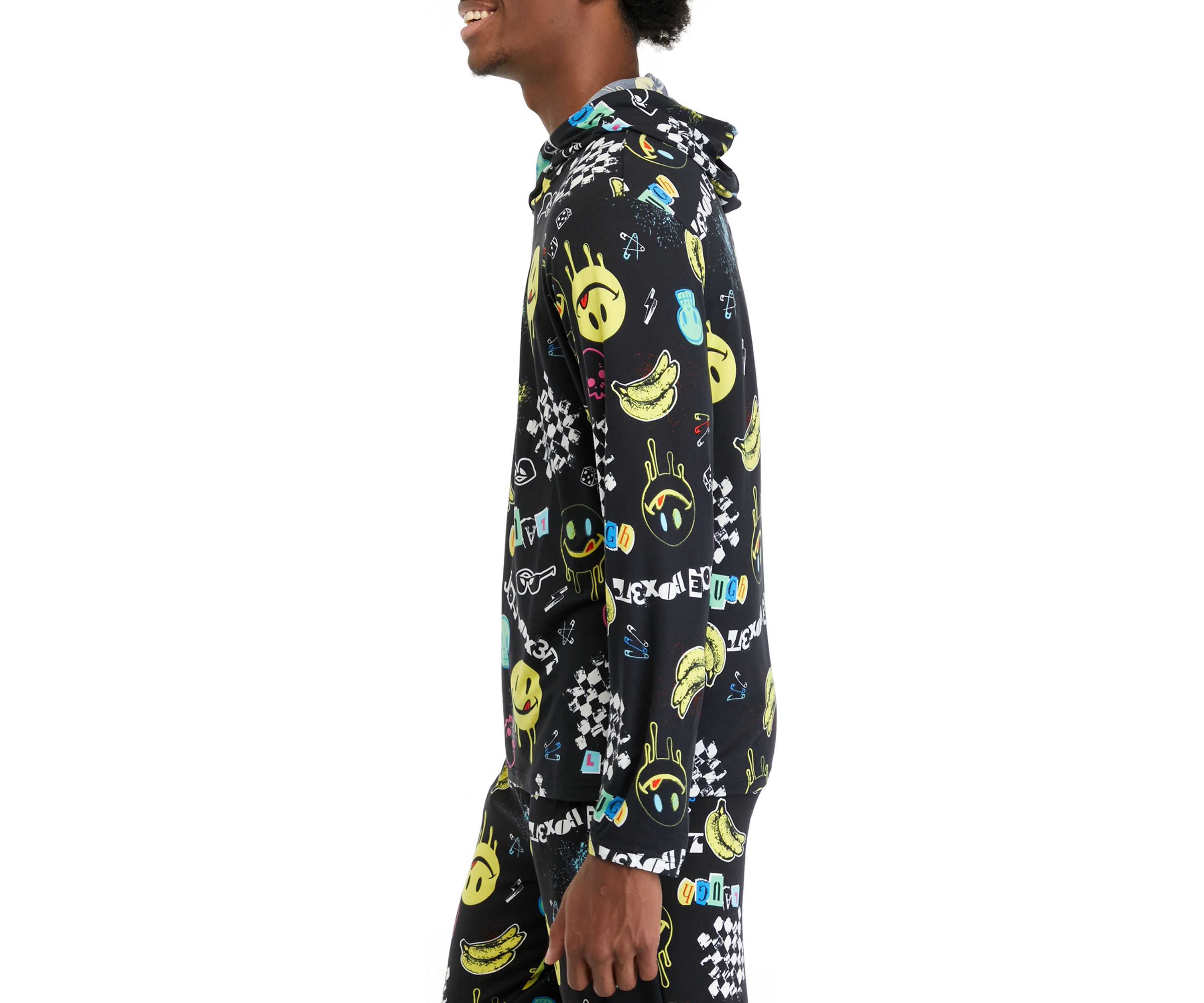 Mens Long Sleeve Sueded Printed Hoodie