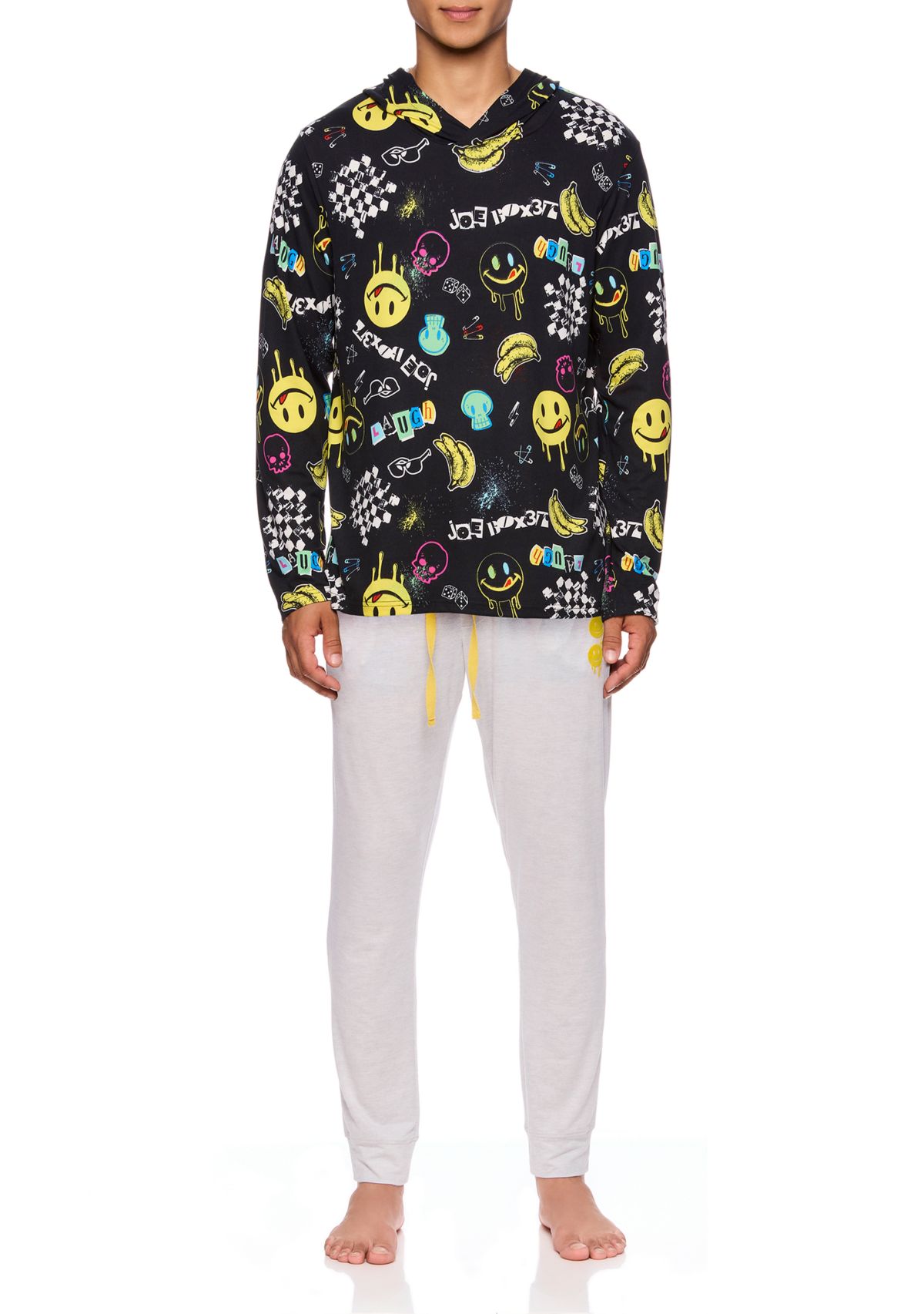 Mens Long Sleeve Sueded Printed Hoodie