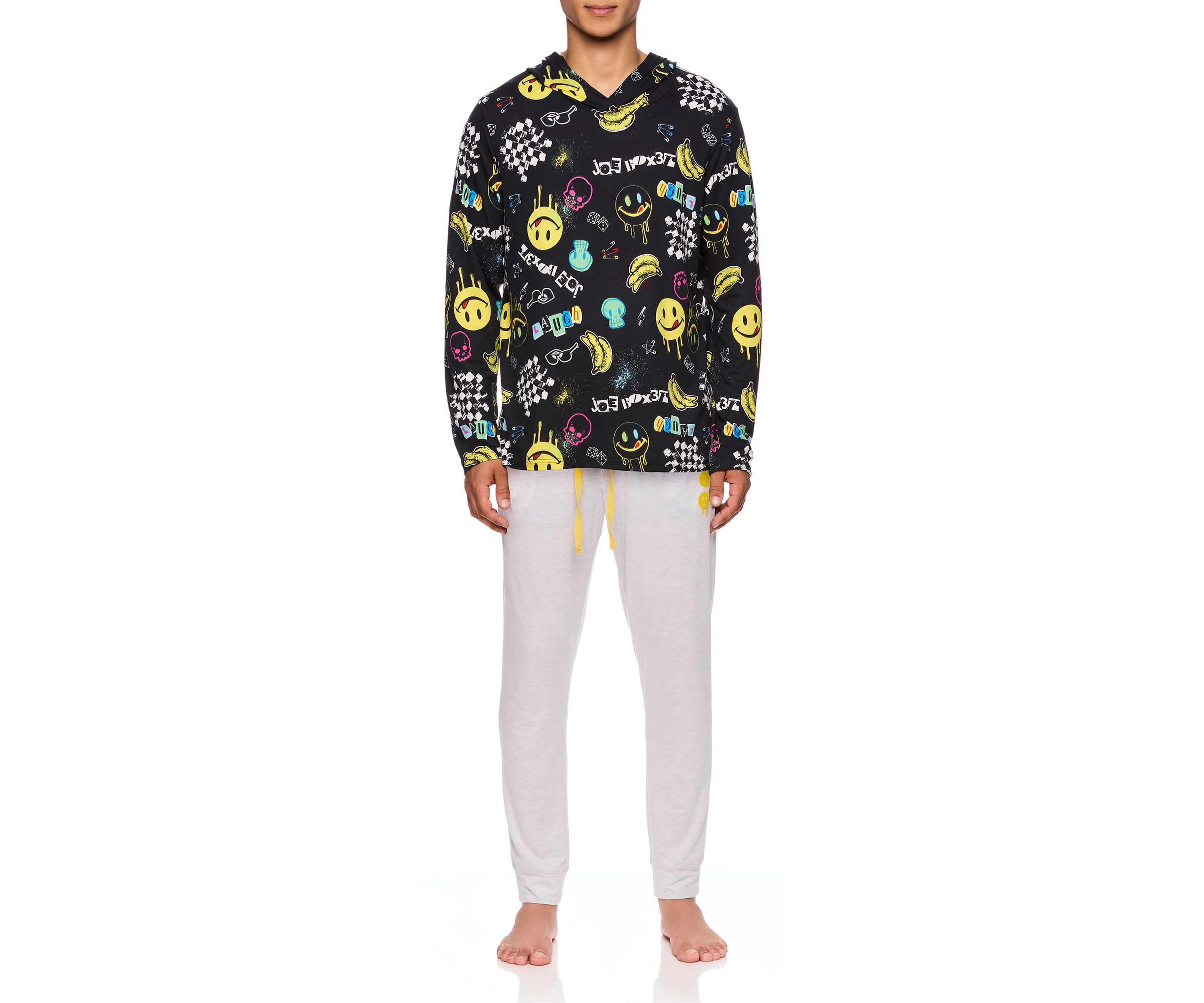 Mens Long Sleeve Sueded Printed Hoodie