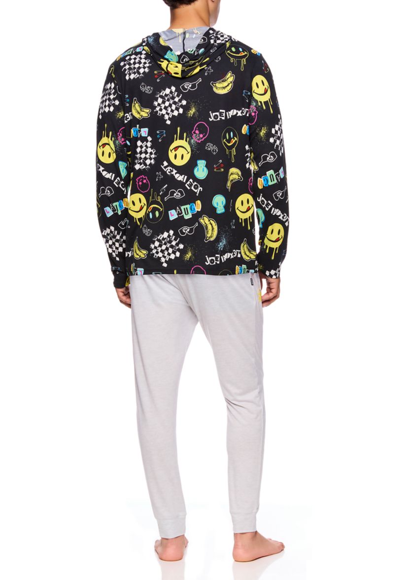 Mens Long Sleeve Sueded Printed Hoodie