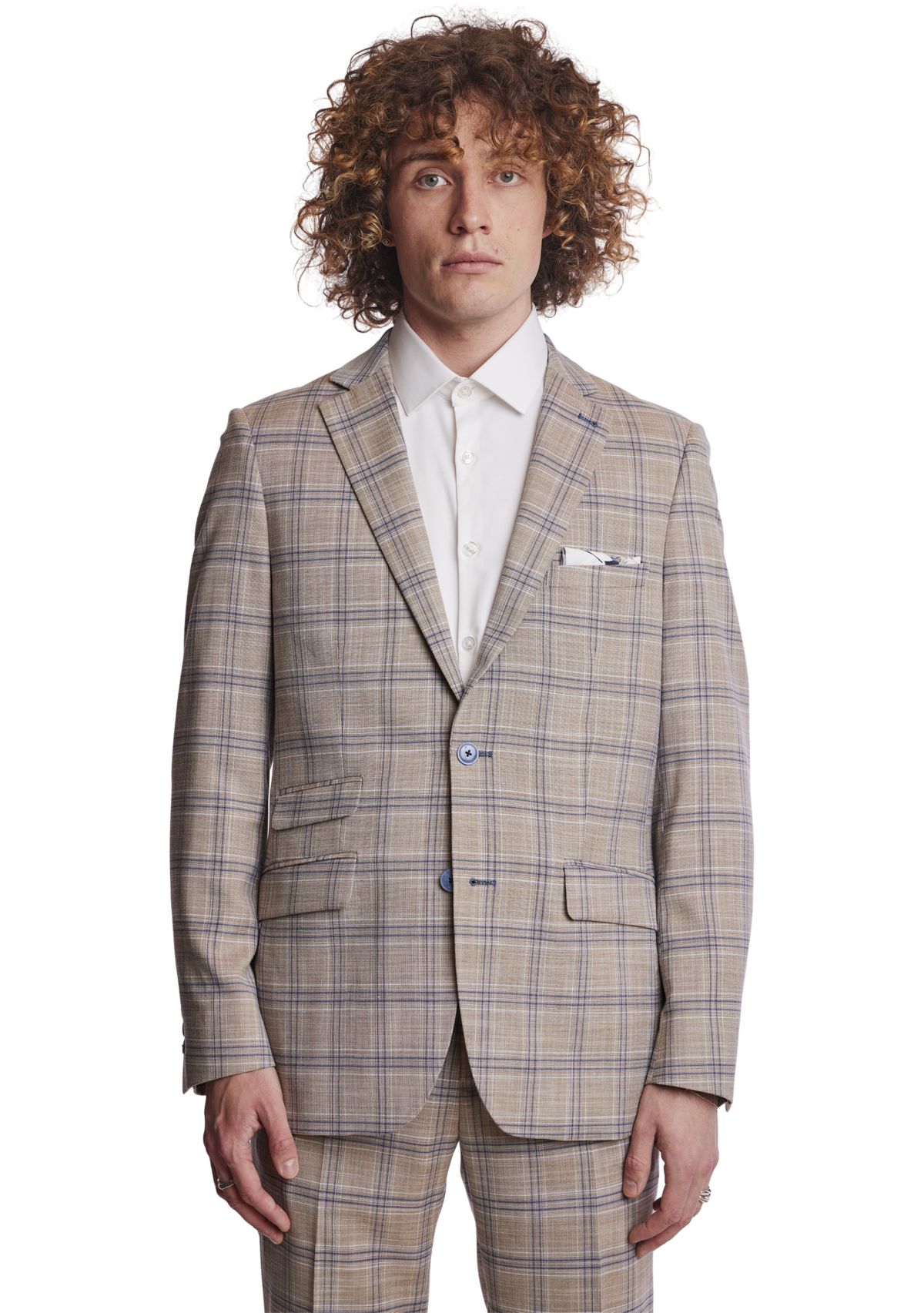 Mens Tan Plaid Sport Coat 