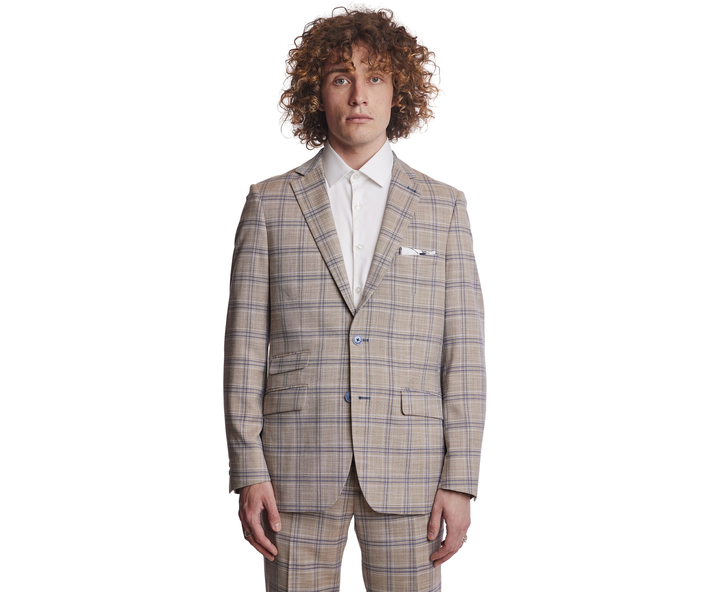 Mens Tan Plaid Sport Coat 