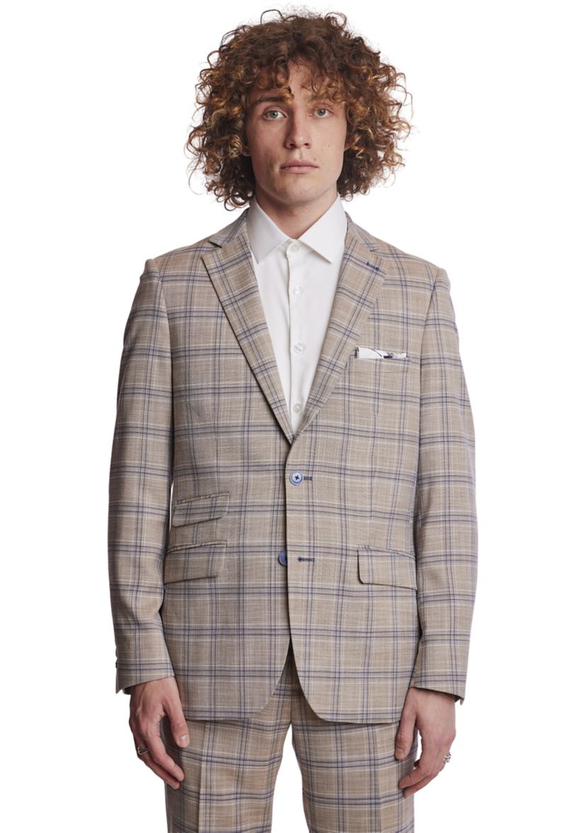 Mens Tan Plaid Sport Coat 