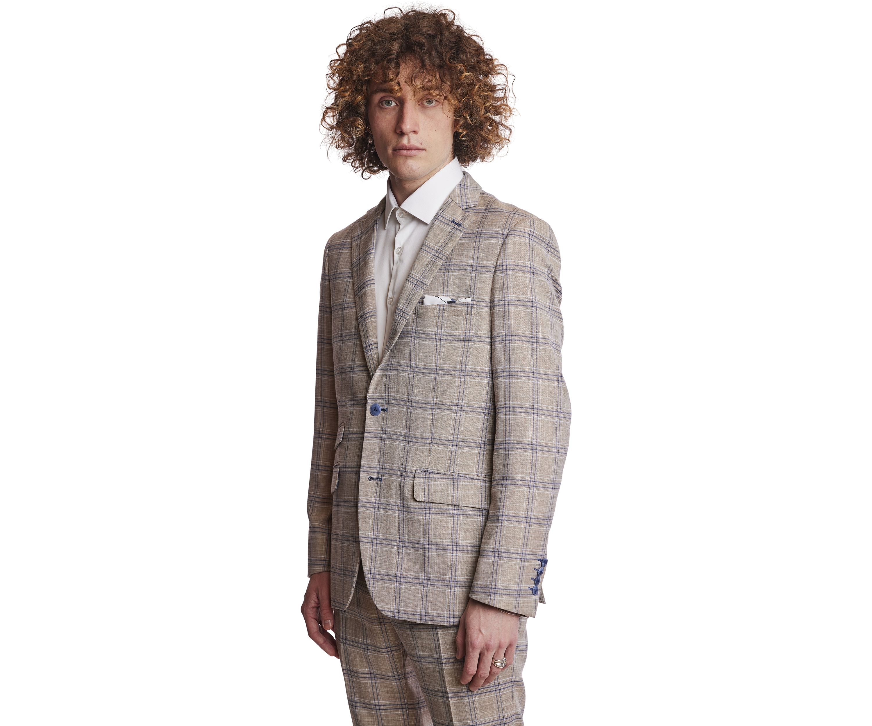 Mens Tan Plaid Sport Coat 