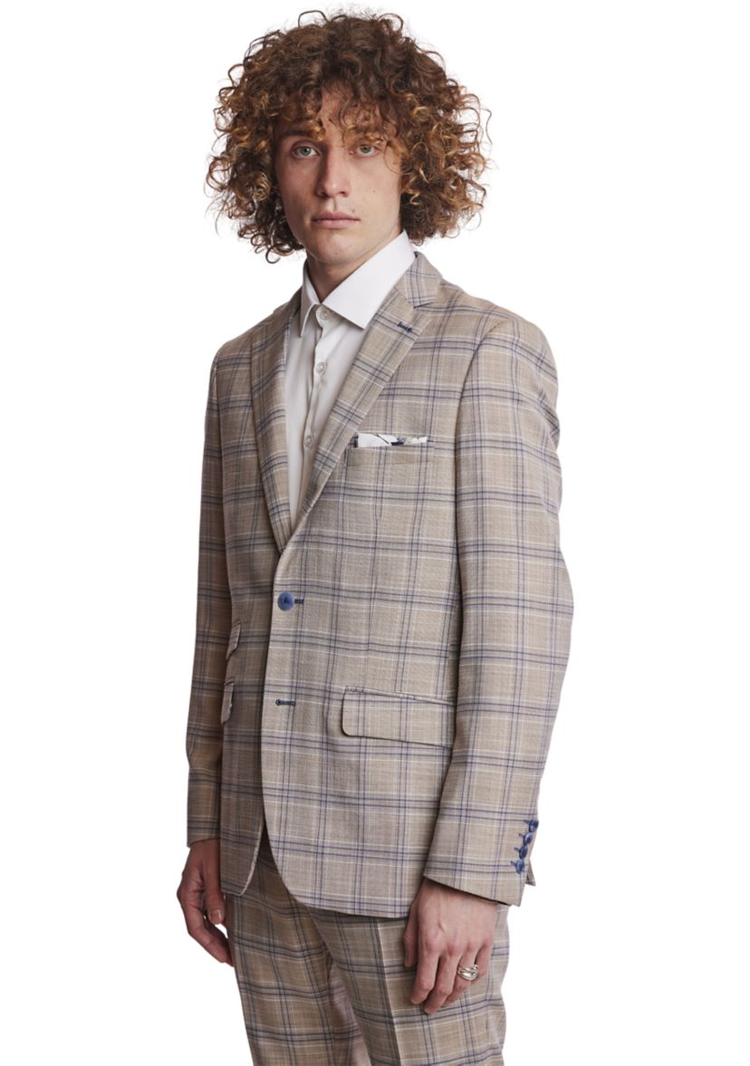 Mens Tan Plaid Sport Coat 