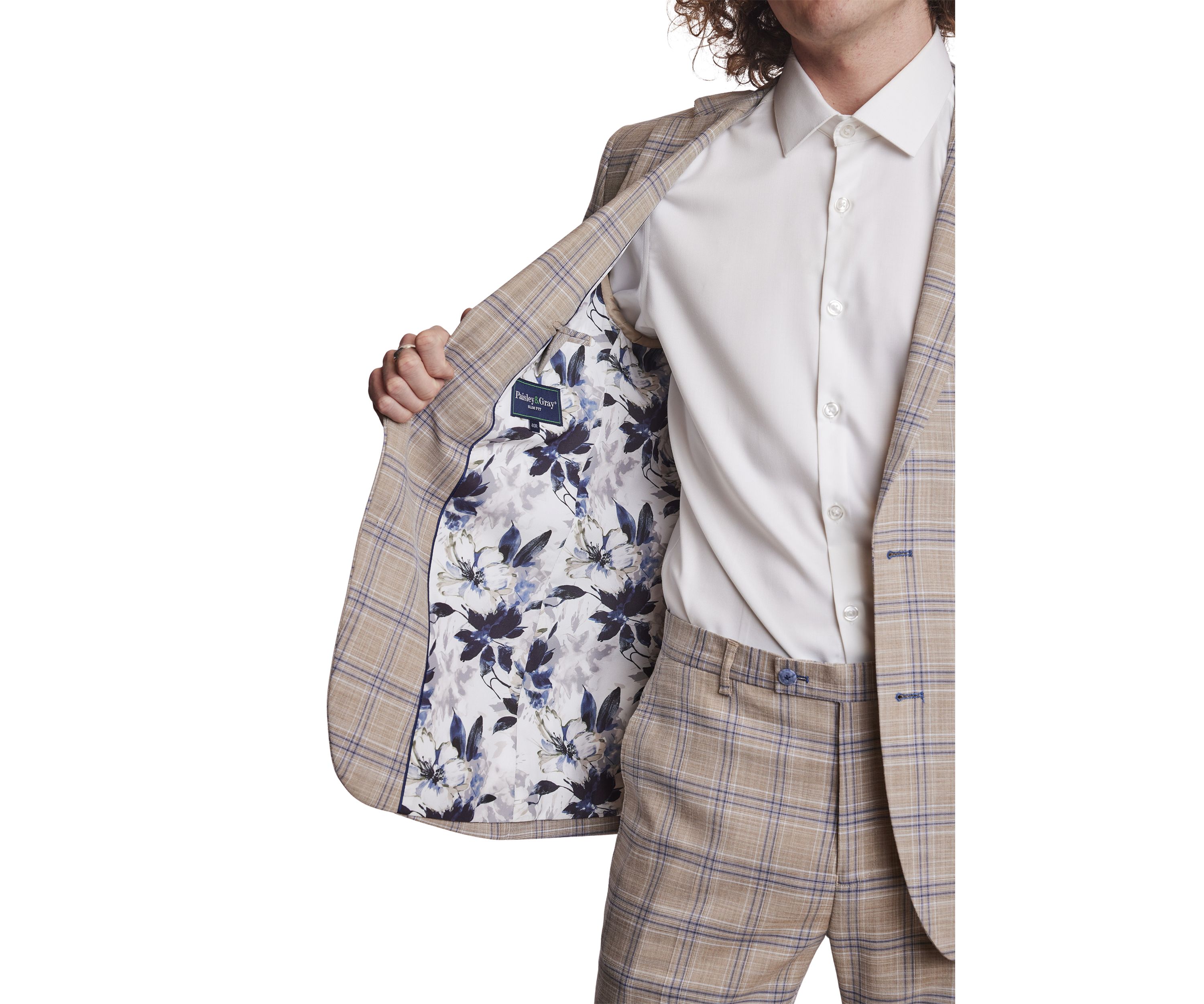 Mens Tan Plaid Sport Coat 
