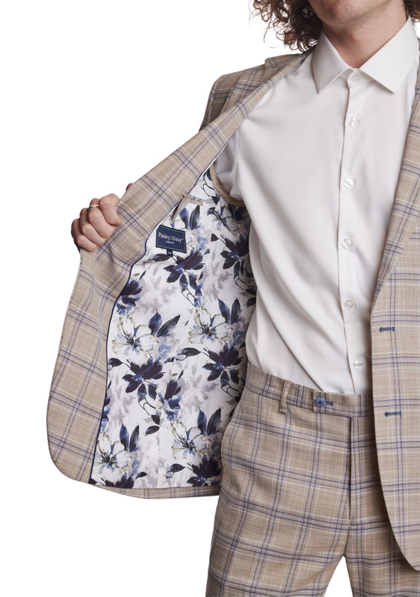 Mens Tan Plaid Sport Coat 