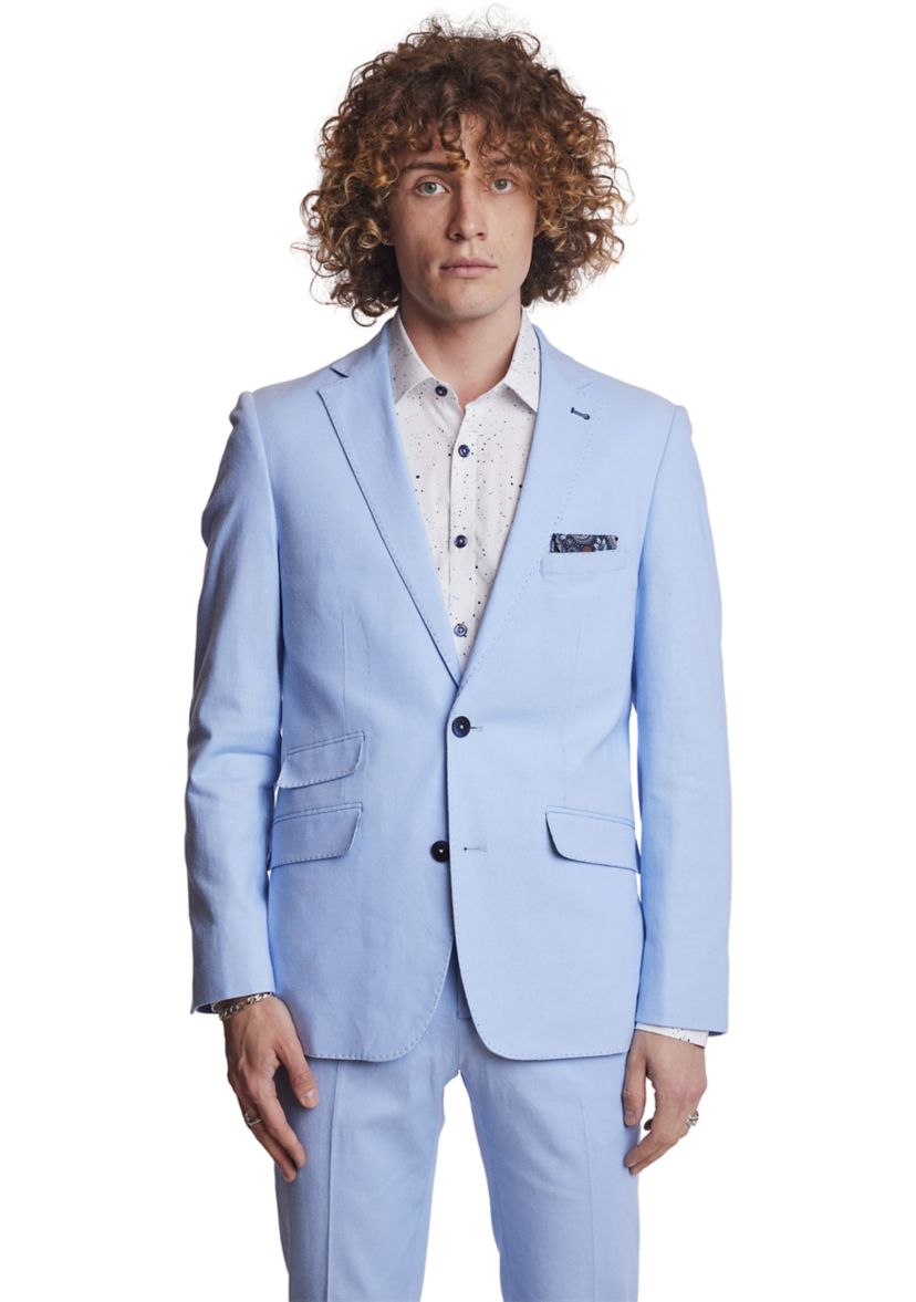 Mens Light Blue Solid Suit Jacket