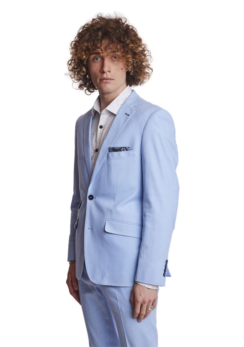Mens Light Blue Solid Suit Jacket