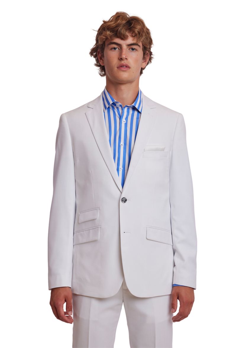  Mens White Solid Suit Separate Jacket 