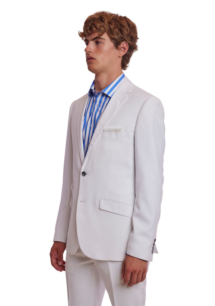   Mens White Solid Suit Separate Jacket 