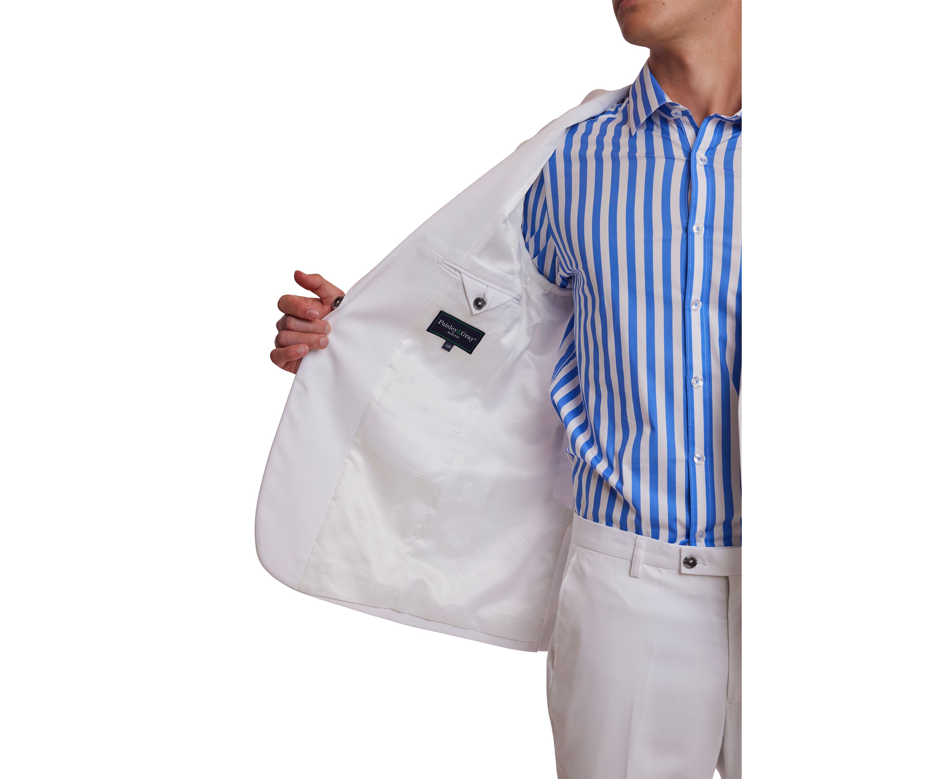  Mens White Solid Suit Separate Jacket 