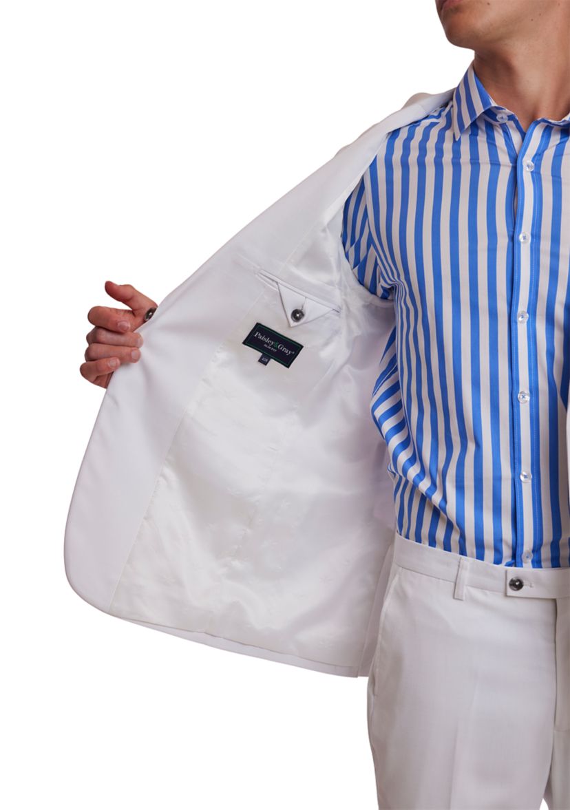   Mens White Solid Suit Separate Jacket 