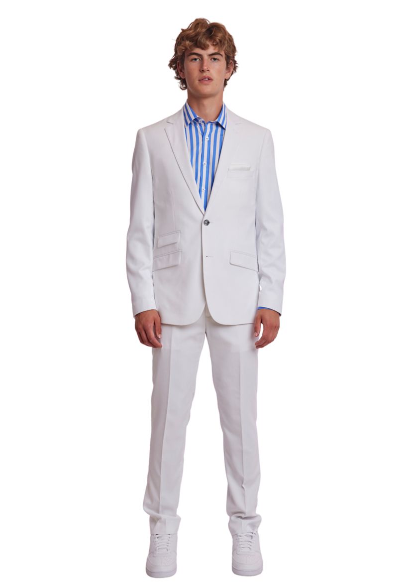   Mens White Solid Suit Separate Jacket 