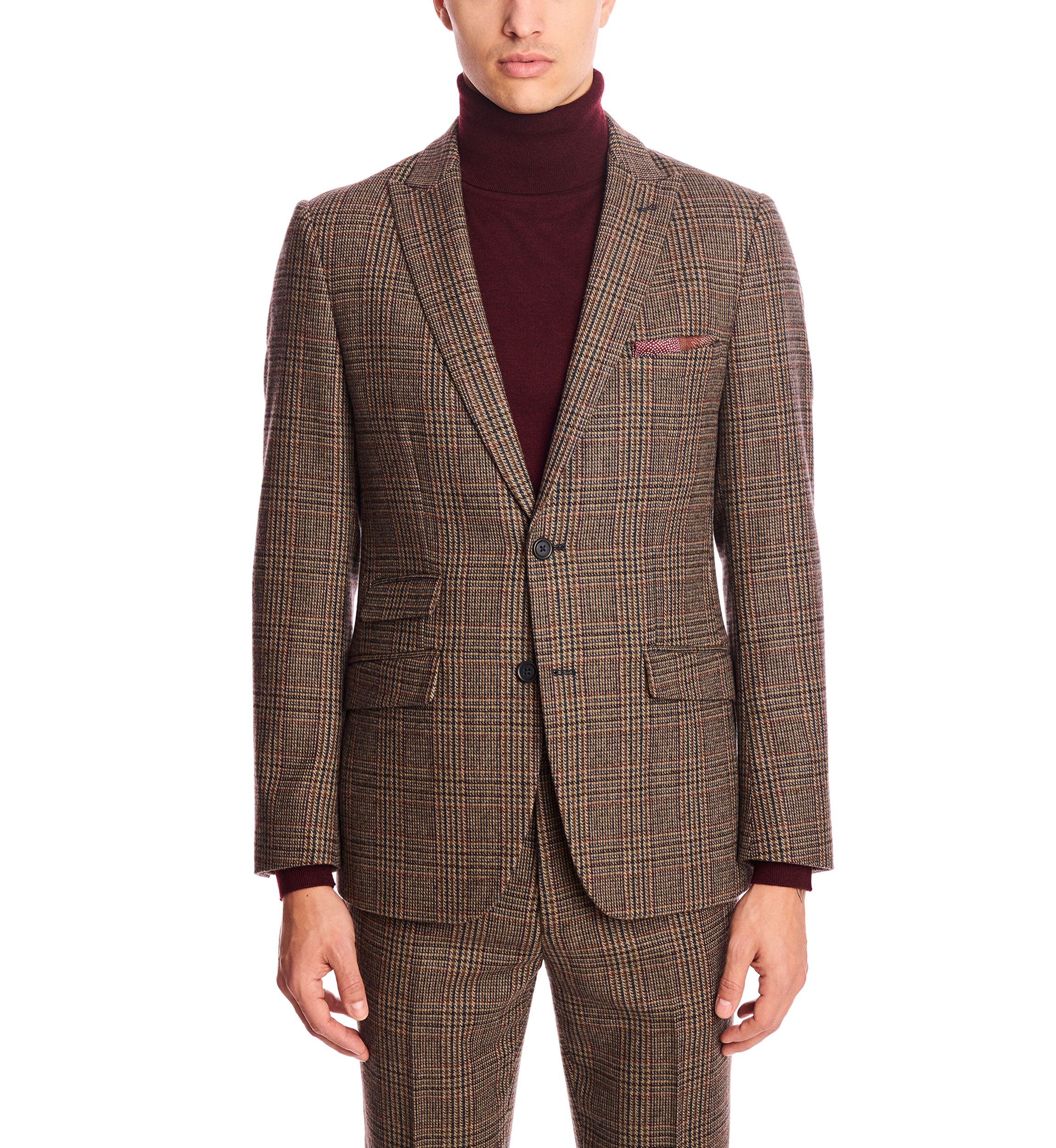 Mens Brown Glen Plaid Suit Separate Jacket
