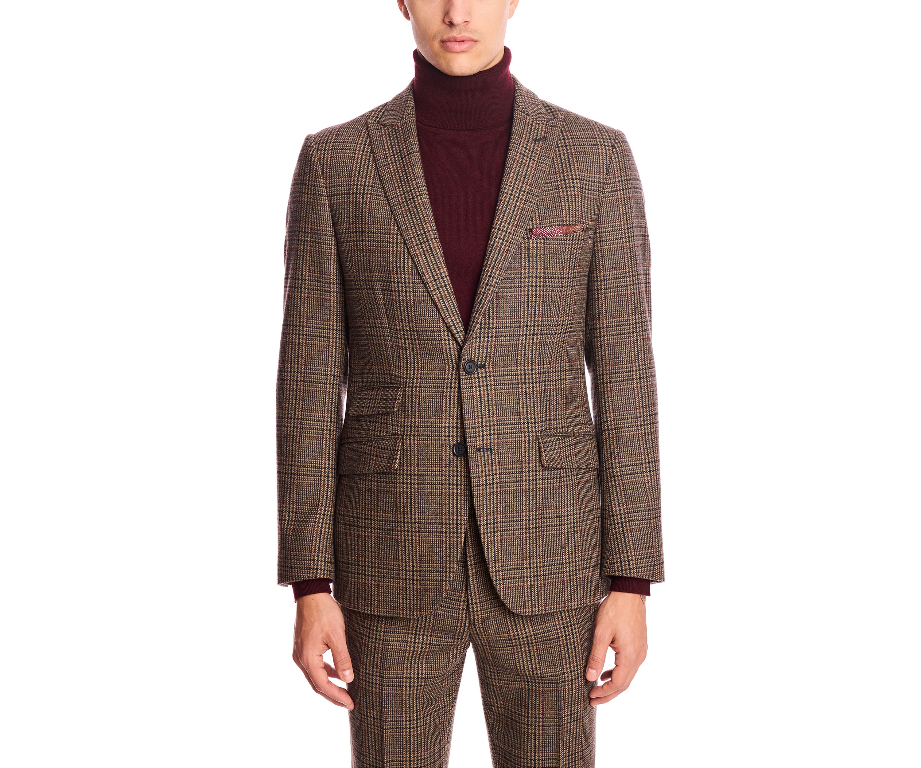Mens Brown Glen Plaid Suit Separate Jacket